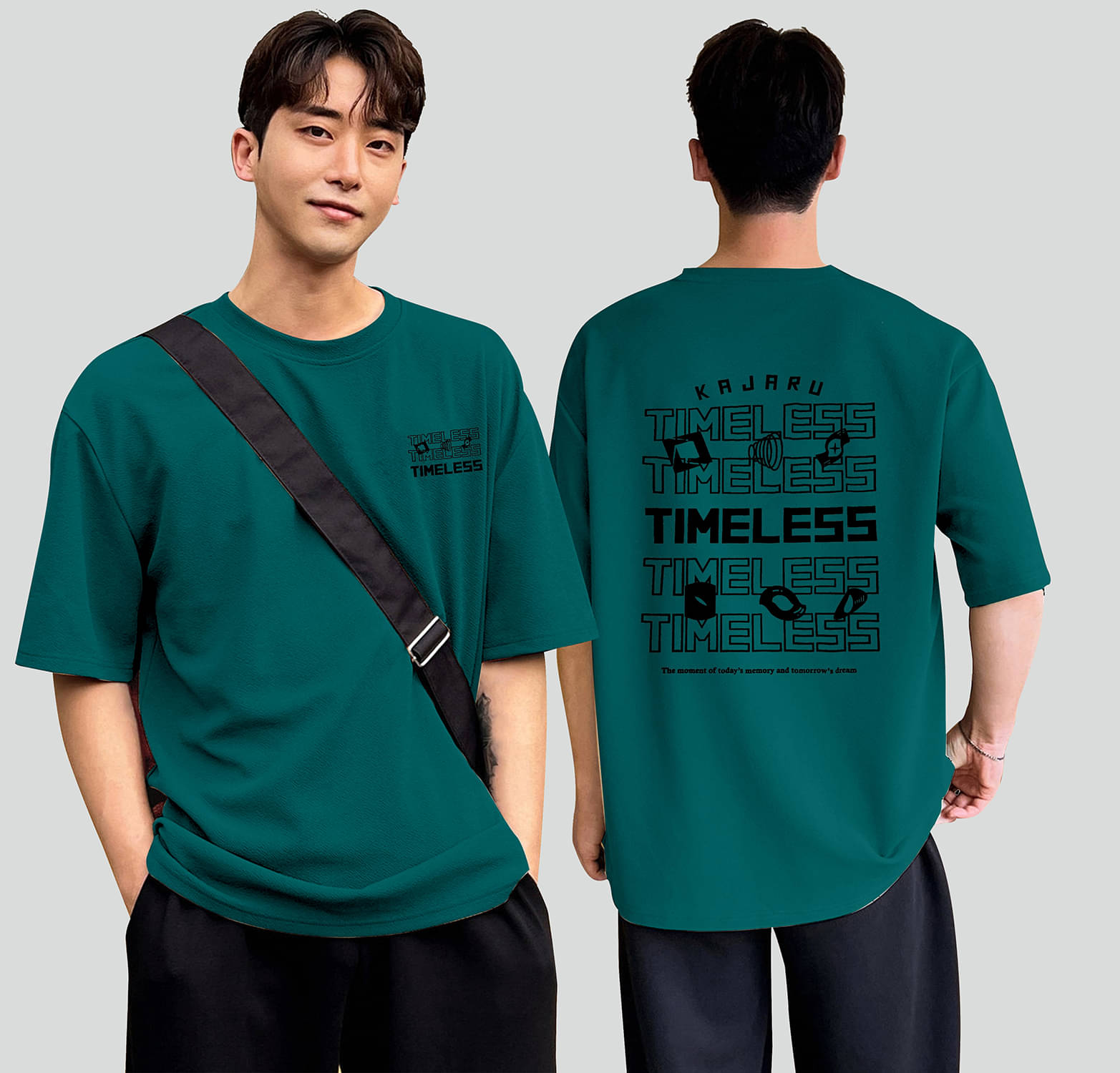     			happy khajana Polyester Oversized Fit Printed Half Sleeves Men's T-Shirt - Teal ( Pack of 1 )
