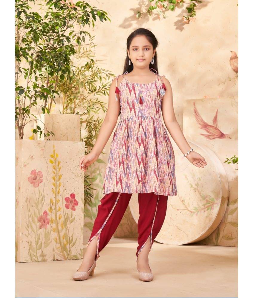     			Aarika Girls Cotton Patiala Kurta Set ( Pack of 1 , Maroon )