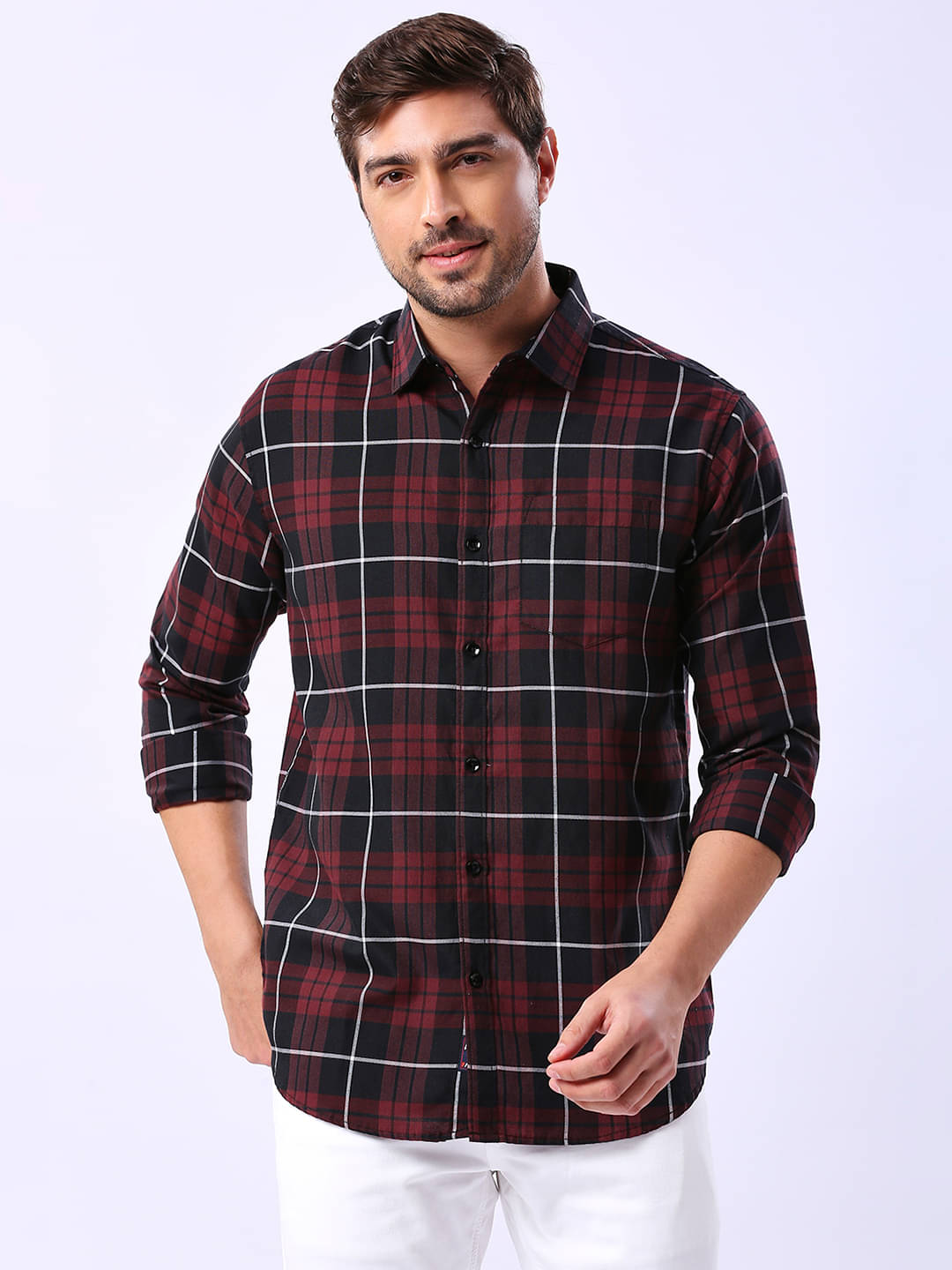 HJ HASASI 100% Cotton Slim Fit Checks Full Sleeves Men's Casual Shirt - Black ( Pack of 1 ) HJ HASASI 100% Cotton Slim Fit Checks Full Sleeves Men's Casual Shirt - Black ( Pack of 1 )