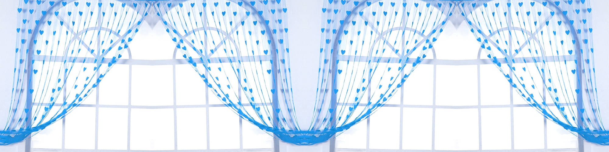 Handloomwala Abstract Transparent Rod Pocket Curtain 6.5 ft ( Pack of 4 ) - Blue Handloomwala Abstract Transparent Rod Pocket Curtain 6.5 ft ( Pack of 4 ) - Blue