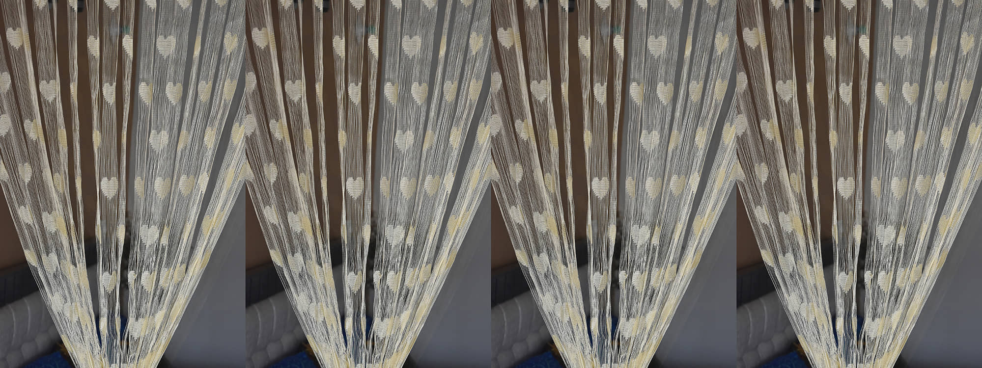 Handloomwala Abstract Transparent Rod Pocket Curtain 6.5 ft ( Pack of 4 ) - Cream