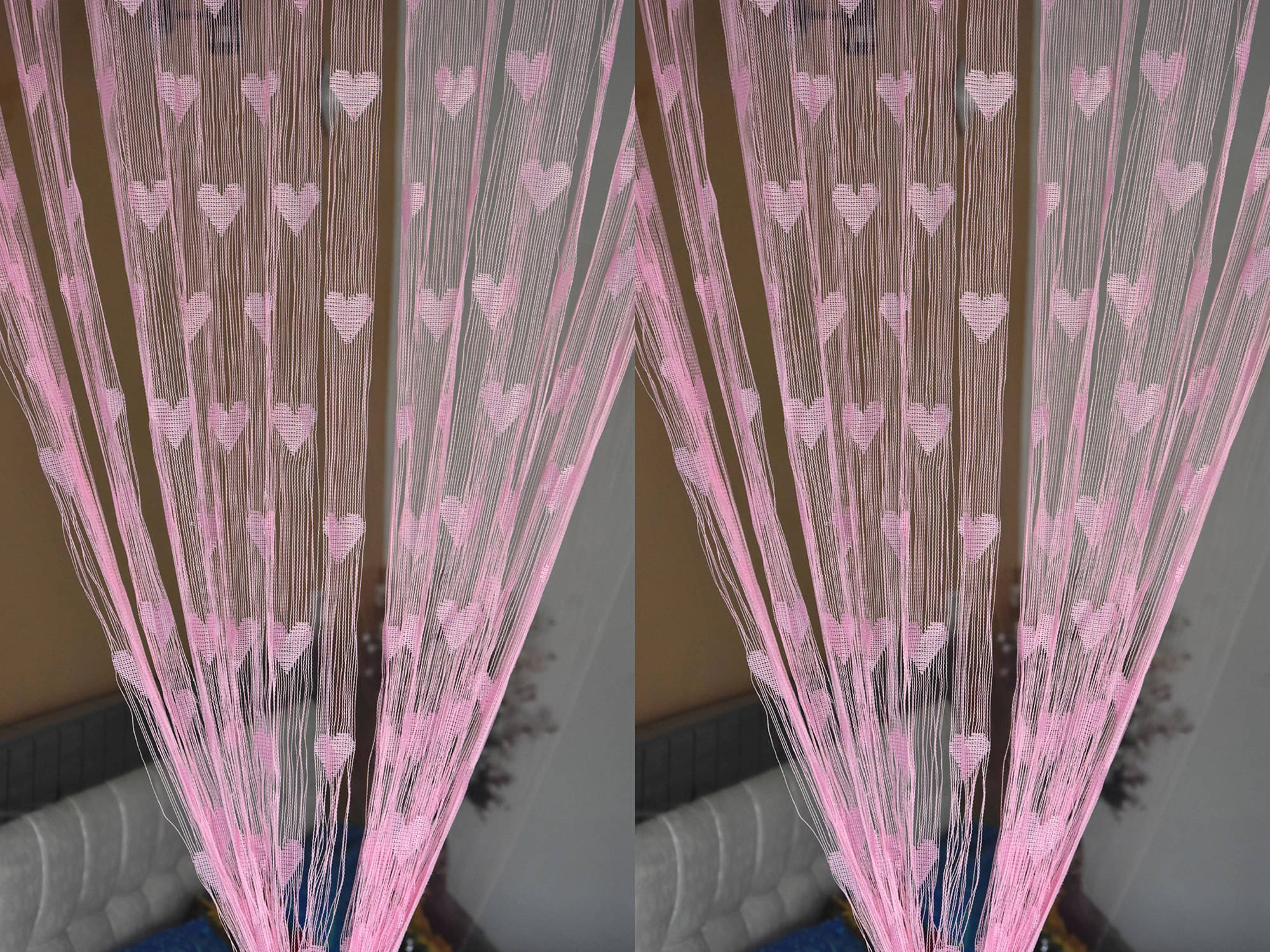 Handloomwala Abstract Transparent Rod Pocket Curtain 6.5 ft ( Pack of 2 ) - Fluorescent Pink Handloomwala Abstract Transparent Rod Pocket Curtain 6.5 ft ( Pack of 2 ) - Fluorescent Pink