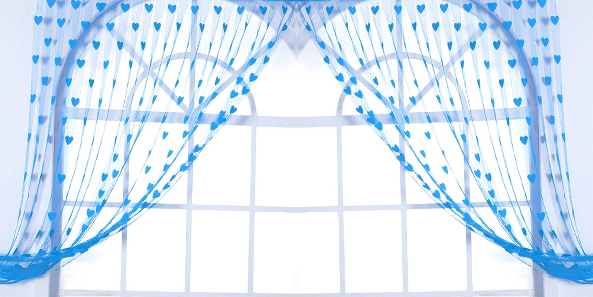 Handloomwala Abstract Transparent Rod Pocket Curtain 6.5 ft ( Pack of 2 ) - Blue Handloomwala Abstract Transparent Rod Pocket Curtain 6.5 ft ( Pack of 2 ) - Blue