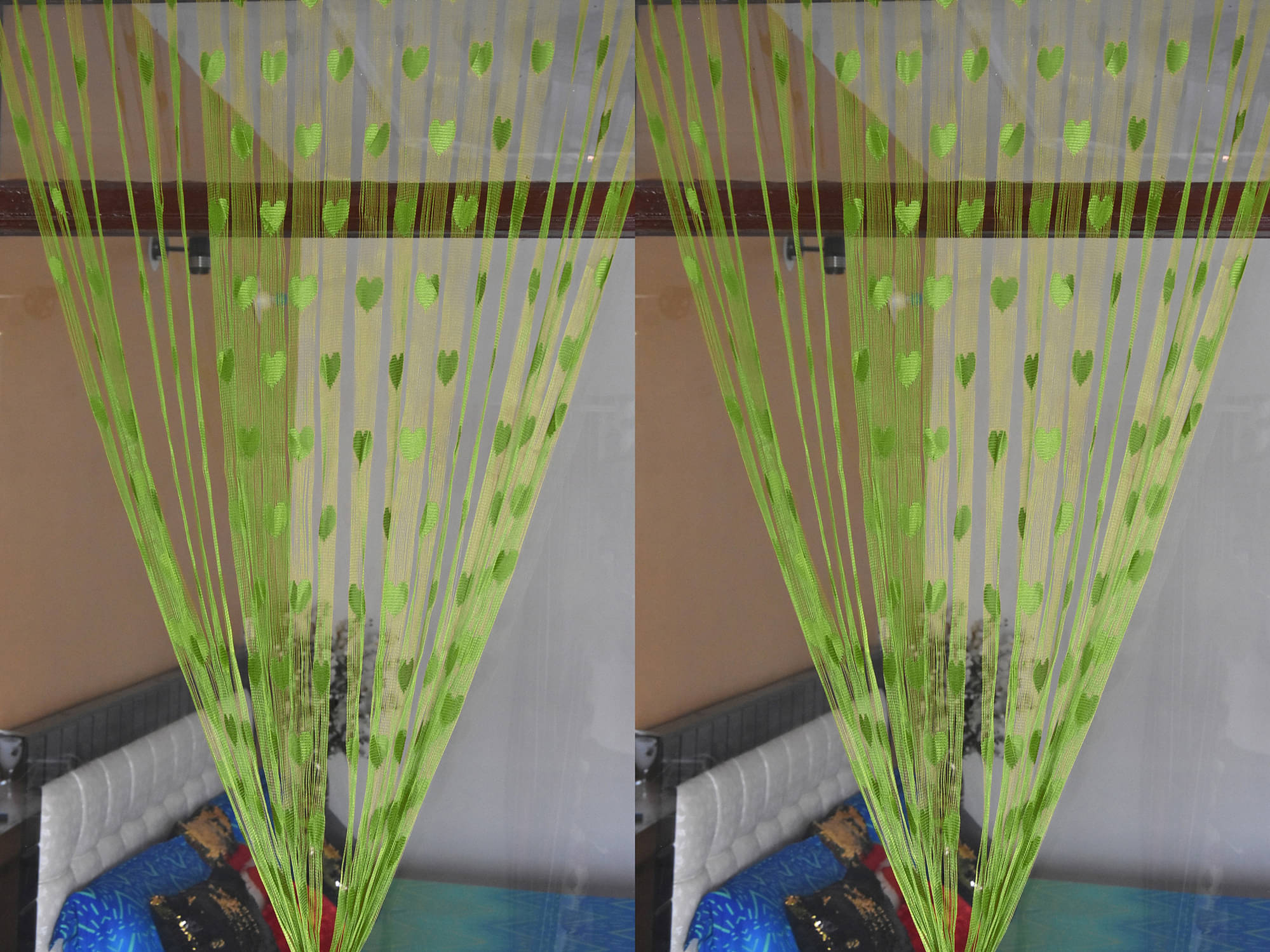     			Handloomwala Abstract Transparent Rod Pocket Curtain 6.5 ft ( Pack of 2 ) - Green