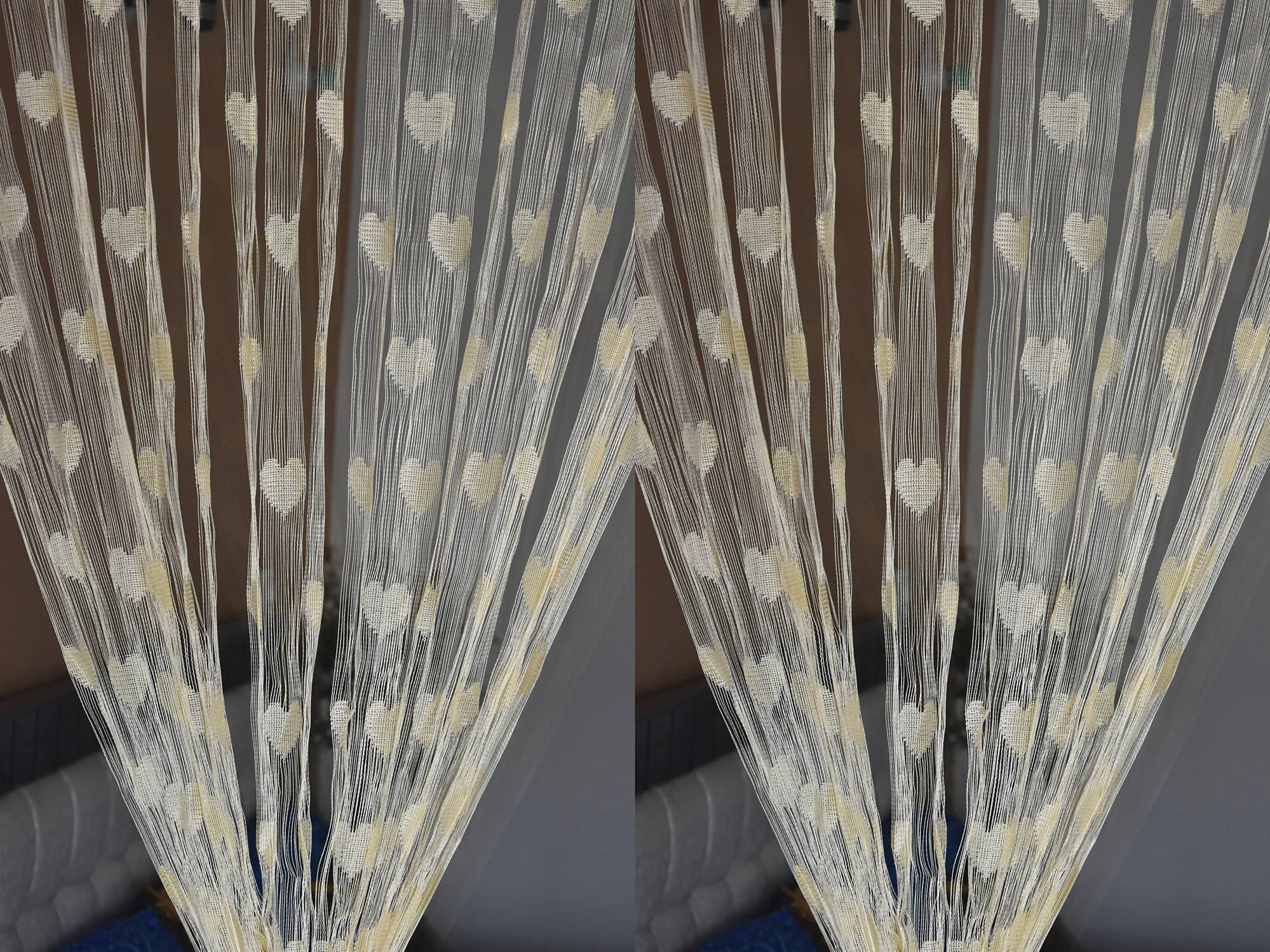     			Handloomwala Abstract Transparent Rod Pocket Curtain 6.5 ft ( Pack of 2 ) - Cream
