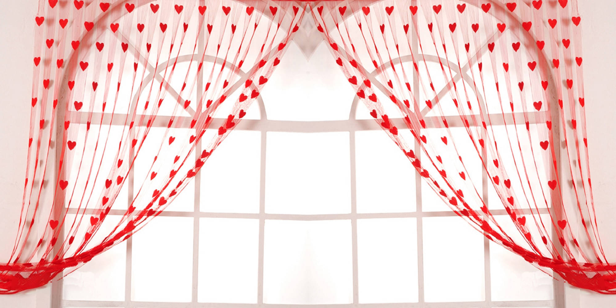 Handloomwala Abstract Transparent Rod Pocket Curtain 6.5 ft ( Pack of 2 ) - Red Handloomwala Abstract Transparent Rod Pocket Curtain 6.5 ft ( Pack of 2 ) - Red