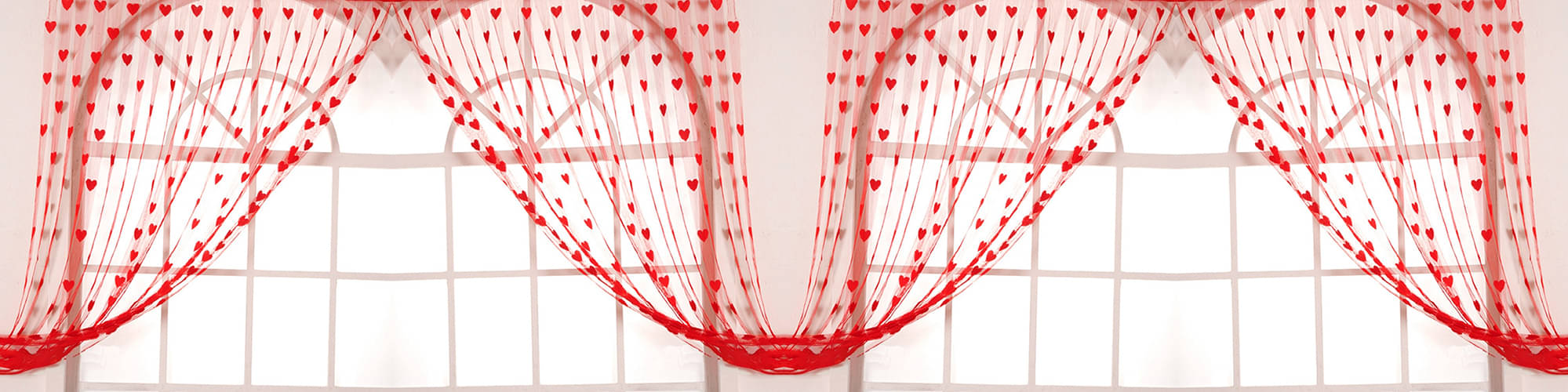     			Handloomwala Abstract Transparent Rod Pocket Curtain 6.5 ft ( Pack of 4 ) - Red