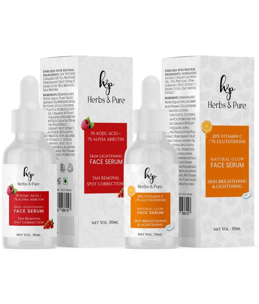 Herbs and Pure Vitamin C & Kojic Face Serum for Natural Glow & Tan Removal (Pack of 1 of 2 (60 ML) Herbs and Pure Vitamin C & Kojic Face Serum for Natural Glow & Tan Removal (Pack of 1 of 2 (60 ML)