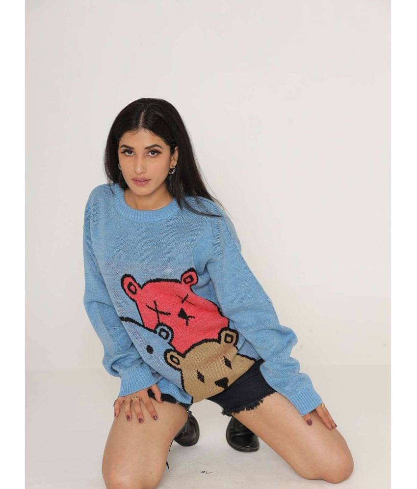 KASMA Woollen Round Neck Women's Pullovers - Blue ( Single ) KASMA Woollen Round Neck Women's Pullovers - Blue ( Single )