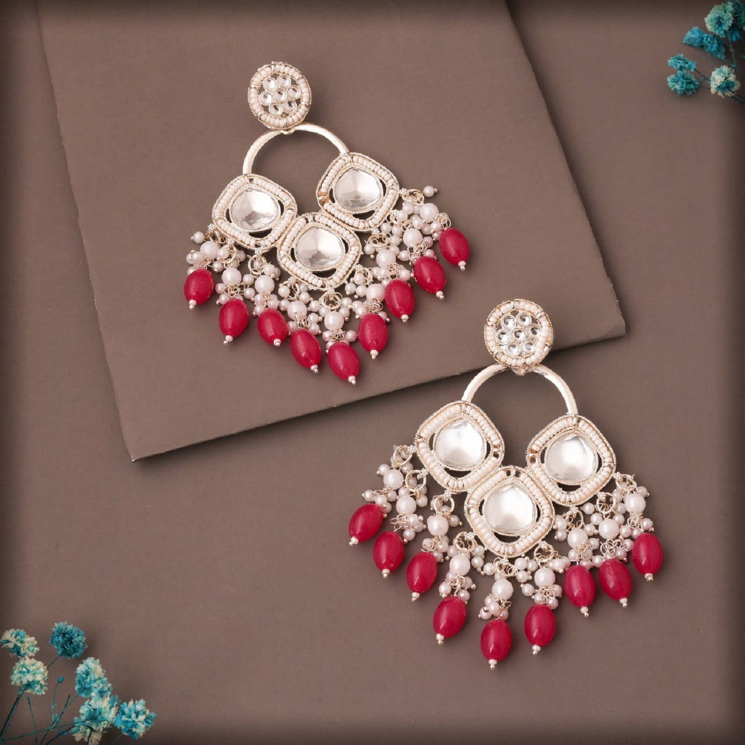 MGSV Maroon Stud Earrings ( Pack of 1 ) - Earrings | Buy online on ZillyBuy