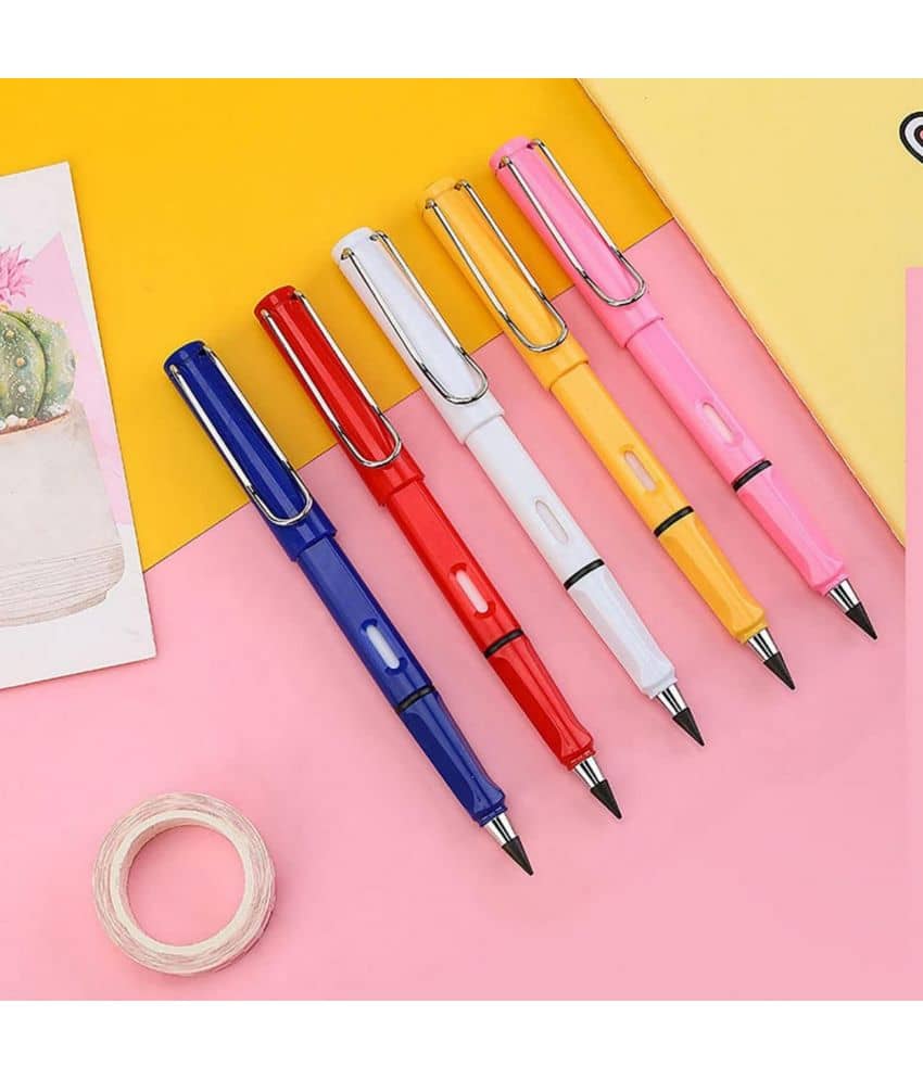 Never Ending Inkless Portable Erasable & Reusable Pencil Set of 5,Multicolor