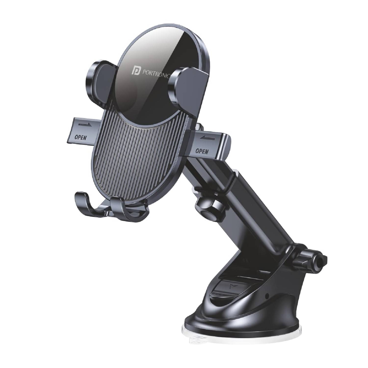     			Portronics Clamp M3 Adjustable Car Mobile Phone Holder Stand for Dashboard & Windshield, (Black)