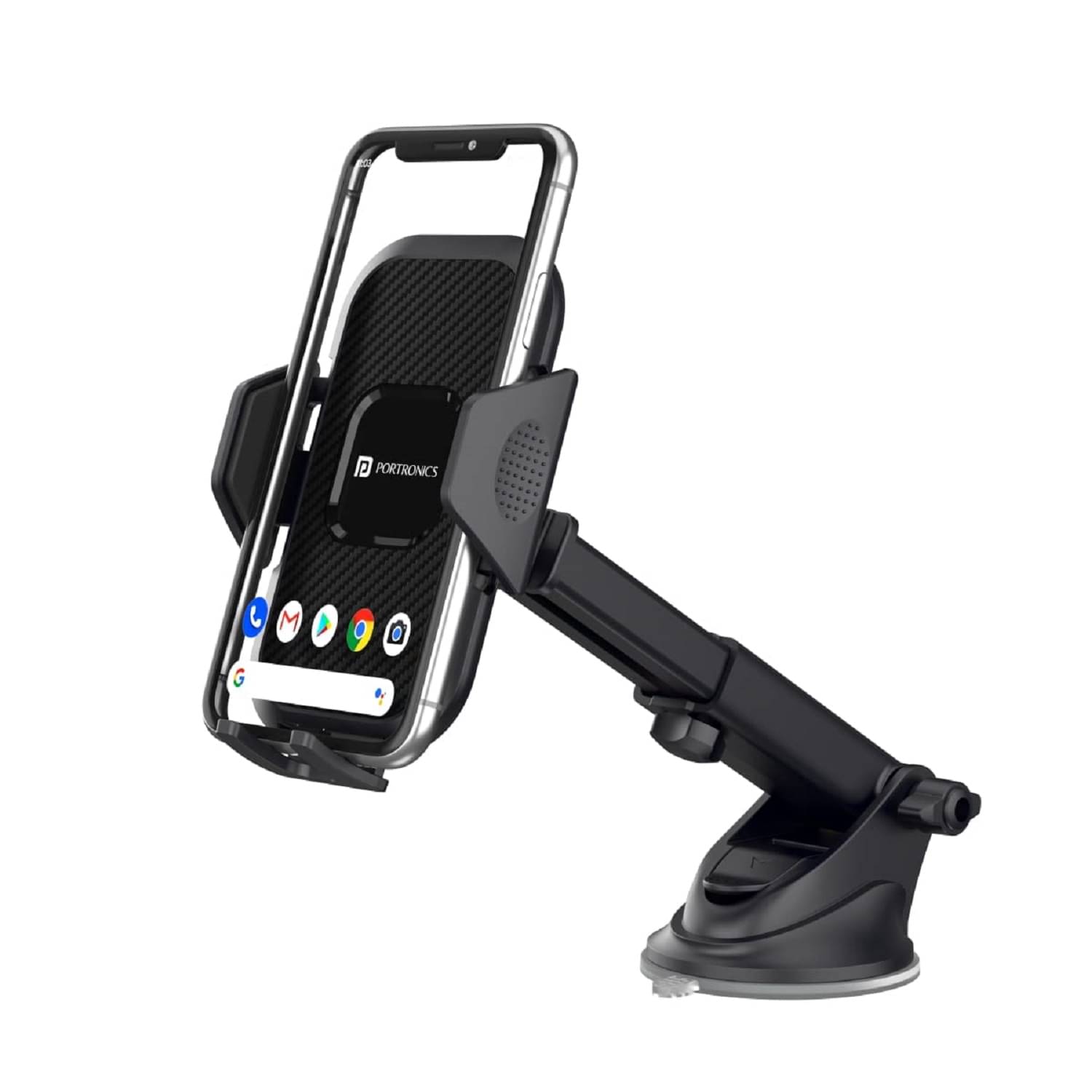     			Portronics Clamp M Car Mobile Holder with 360 degree Rotational, One Click Release Button (Black)