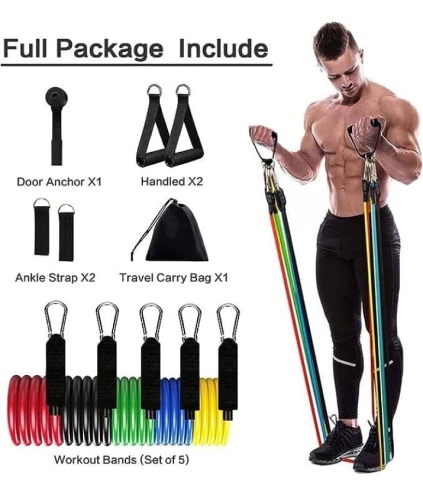 Resistance Bands 11 pcs Set, Stretching and Exercise, Toning Tube kit with Door Anchor, Foam Handles, Leg Ankle Strap and Carry Bag and Box Packaging for Men and Women Workout at Home and Gym Resistance Bands 11 pcs Set, Stretching and Exercise, Toning Tube kit with Door Anchor, Foam Handles, Leg Ankle Strap and Carry Bag and Box Packaging for Men and Women Workout at Home and Gym
