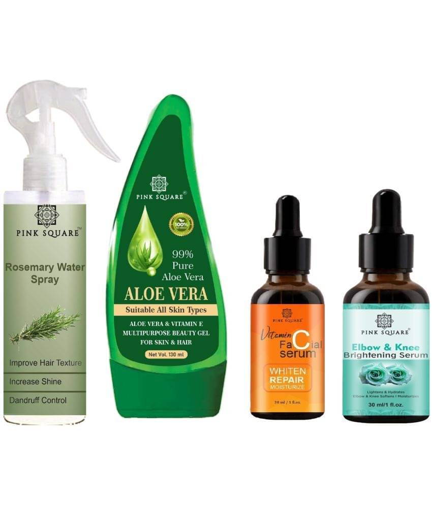 Rosemary Water Hair Spray 100ml, Multipurpose Aloe vera Gel 130ml, Vitamin-C Serum 30ml & Elbow and Knee Whitening Serum 30ml Combo 4 Rosemary Water Hair Spray 100ml, Multipurpose Aloe vera Gel 130ml, Vitamin-C Serum 30ml & Elbow and Knee Whitening Serum 30ml Combo 4
