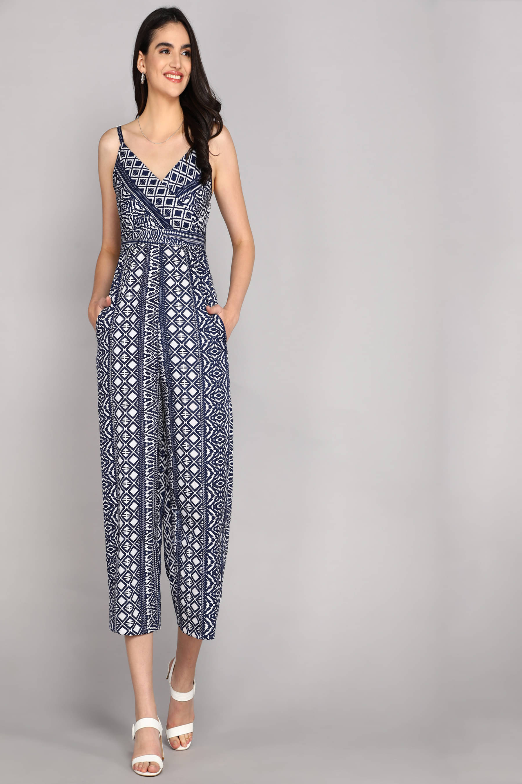 SELVIFAB Blue Crepe Regular Fit Women's Jumpsuit ( Pack of 1 ) SELVIFAB Blue Crepe Regular Fit Women's Jumpsuit ( Pack of 1 )