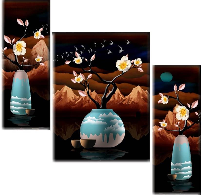     			SNDArt - Flower Pots Wall Painting For Living Room Gift Items 12 x 18 inch