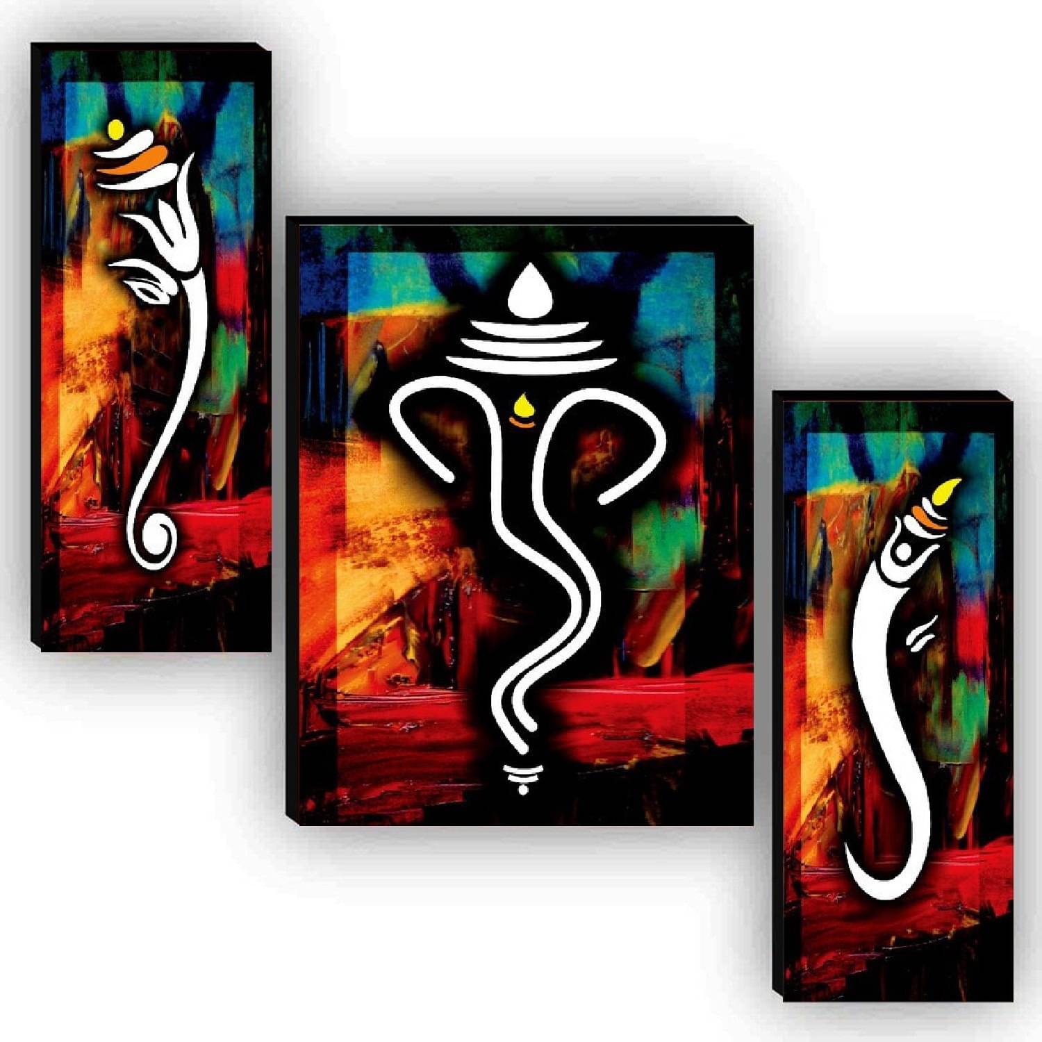     			SNDArt Set Of 3 Lord Ganesha Wall Paintings For Living Room 12 x 18 inch