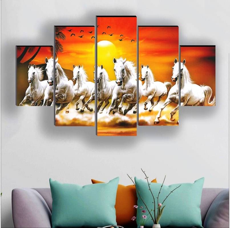 SNDArt Vastu 7 Running Horses Paintings For Wall Decor Gift Items 18 x 30 inch SNDArt Vastu 7 Running Horses Paintings For Wall Decor Gift Items 18 x 30 inch