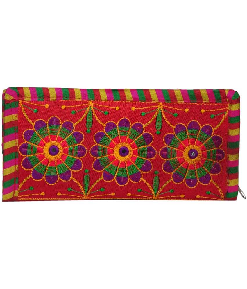     			SUNESH CREATION Red Fabric Handheld