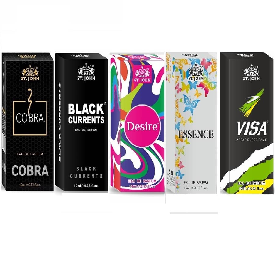 ST.JOHN Cobra ,BlackCurrent,Magnet,Esence, Desire Pocket Perfume for Men 10 ml ( Pack of 6 )
