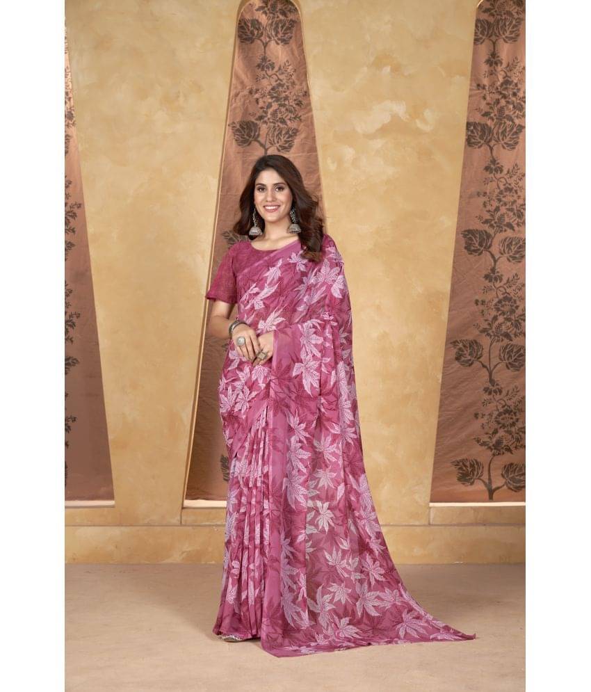 Varni Fabrics Georgette Printed Saree With Unstitched Blouse Piece ( Rust ) Varni Fabrics Georgette Printed Saree With Unstitched Blouse Piece ( Rust )