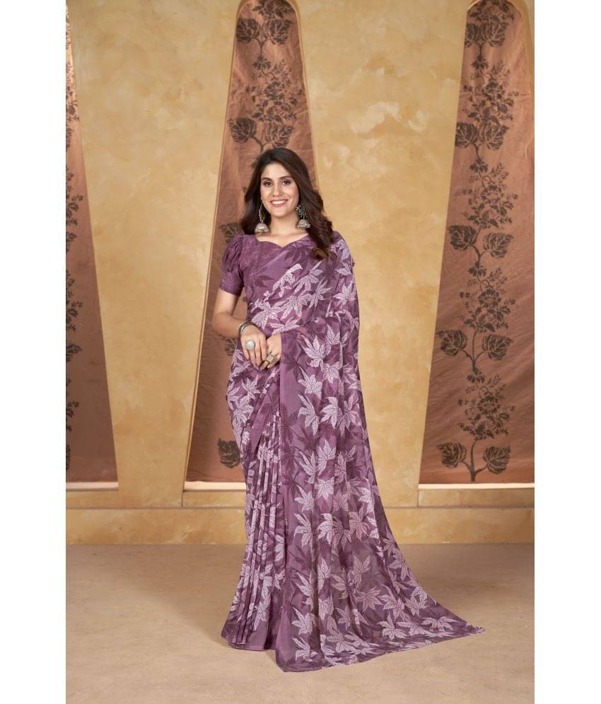 Varni Fabrics Georgette Printed Saree With Unstitched Blouse Piece ( Lavender ) Varni Fabrics Georgette Printed Saree With Unstitched Blouse Piece ( Lavender )