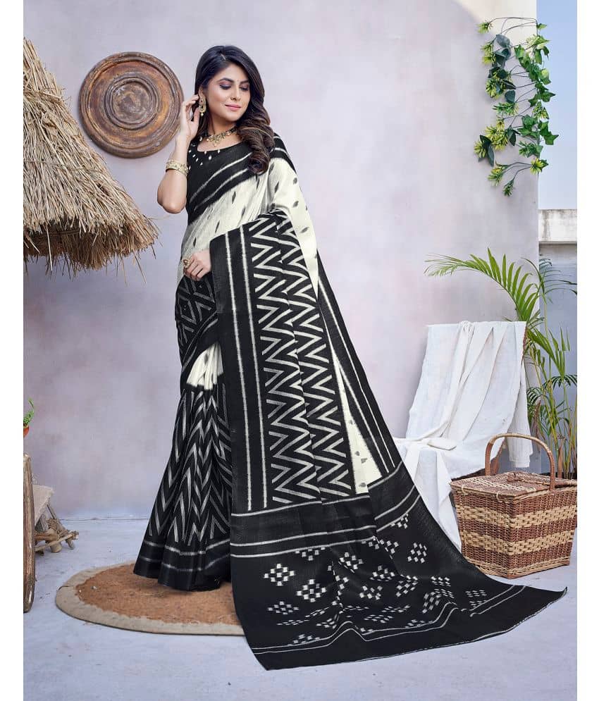 Yashika Art Silk Printed Saree With Unstitched Blouse Piece ( Black ) - Sarees | Buy online on ZillyBuy