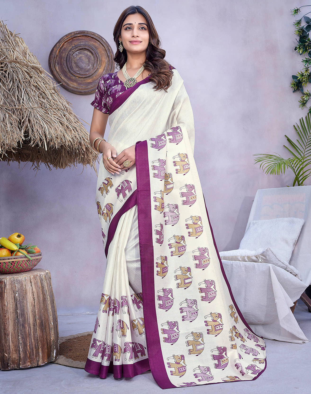 Yashika Art Silk Printed Saree With Unstitched Blouse Piece ( Blue ) - Sarees | Buy online on ZillyBuy
