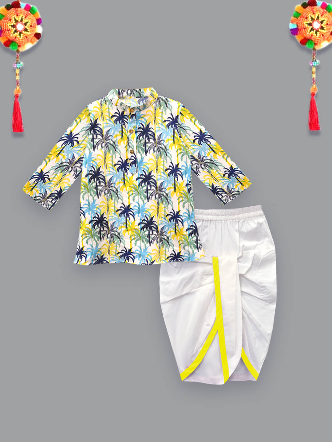     			A.T.U.N. Boys Polyester Multicolor Dhoti Kurta Set ( Pack of 1 )