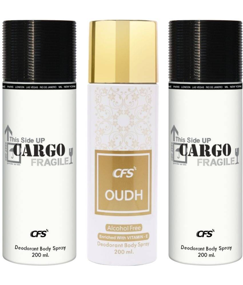     			CFS  Cargo White, Cargo White & Oudh White Deodorant Spray for Unisex 600 ml ( Pack of 3 )