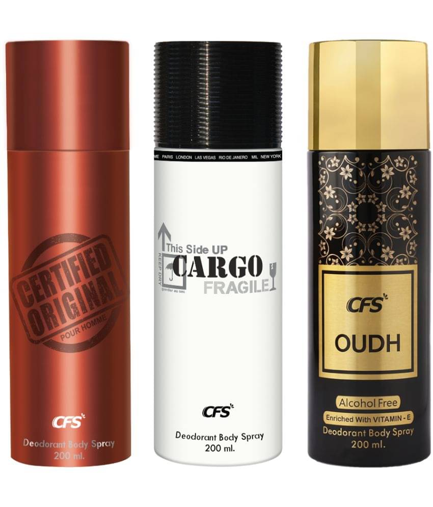     			CFS  Cargo White, Ctfd Brown & Oudh Black Deodorant Spray for Unisex 600 ml ( Pack of 3 )