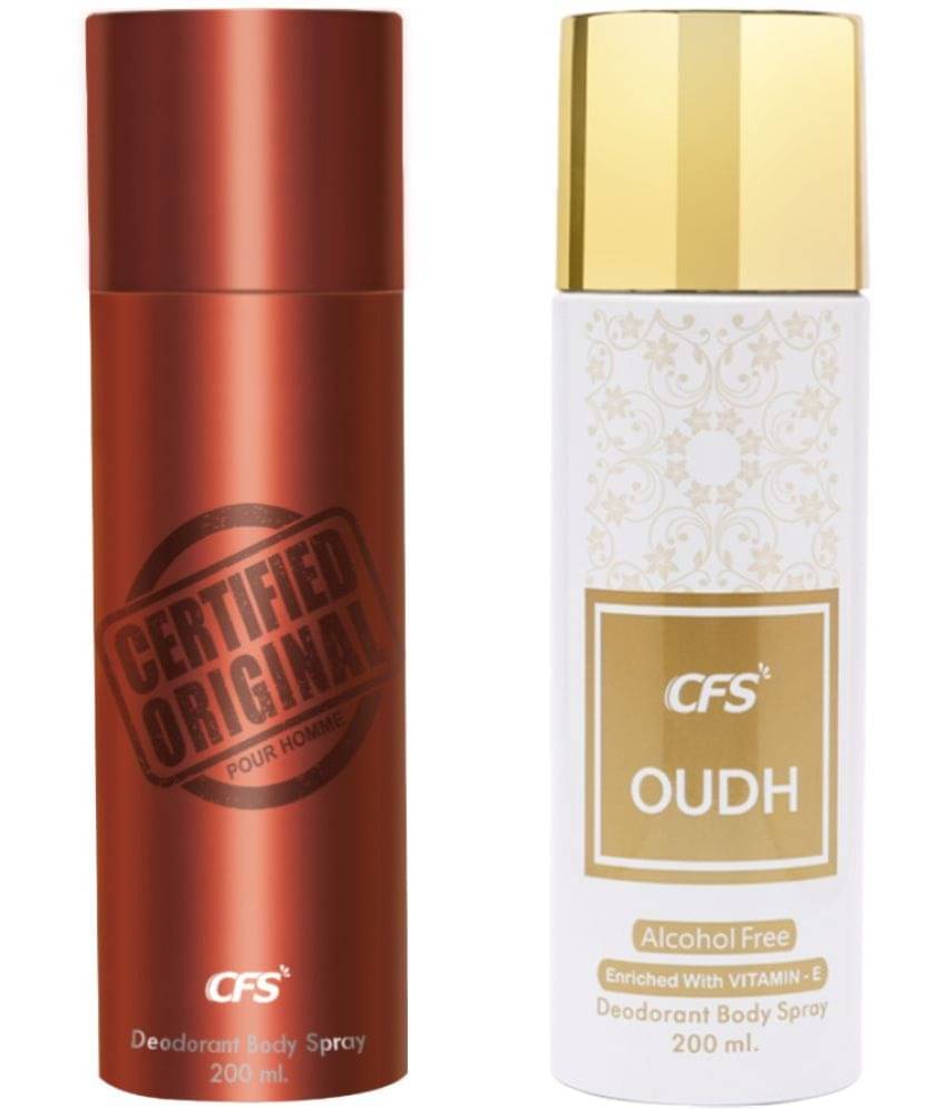     			CFS  Certified Brown & Oudh White  Deodorant Spray for Unisex 400 ml ( Pack of 2 )