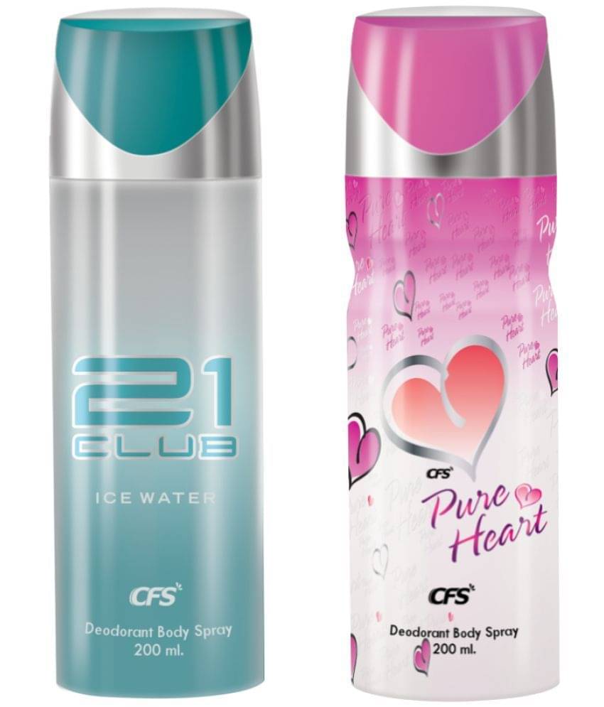     			CFS  Ice Water & Pure Heart Pink  Deodorant Spray for Unisex 400 ml ( Pack of 2 )
