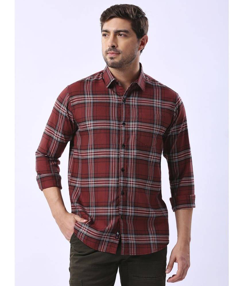 HJ HASASI 100% Cotton Slim Fit Checks Full Sleeves Men's Casual Shirt - Red ( Pack of 1 ) HJ HASASI 100% Cotton Slim Fit Checks Full Sleeves Men's Casual Shirt - Red ( Pack of 1 )