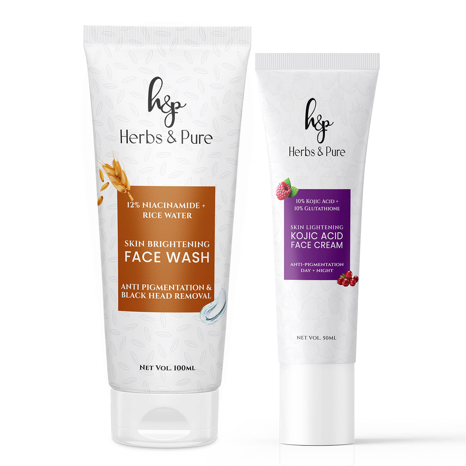 Herbs and Pure Daily Skincare Combo - Rice Water Face Wash & Kojic Face Cream (Pack of 1 of 2 (150ML) Herbs and Pure Daily Skincare Combo - Rice Water Face Wash & Kojic Face Cream (Pack of 1 of 2 (150ML)