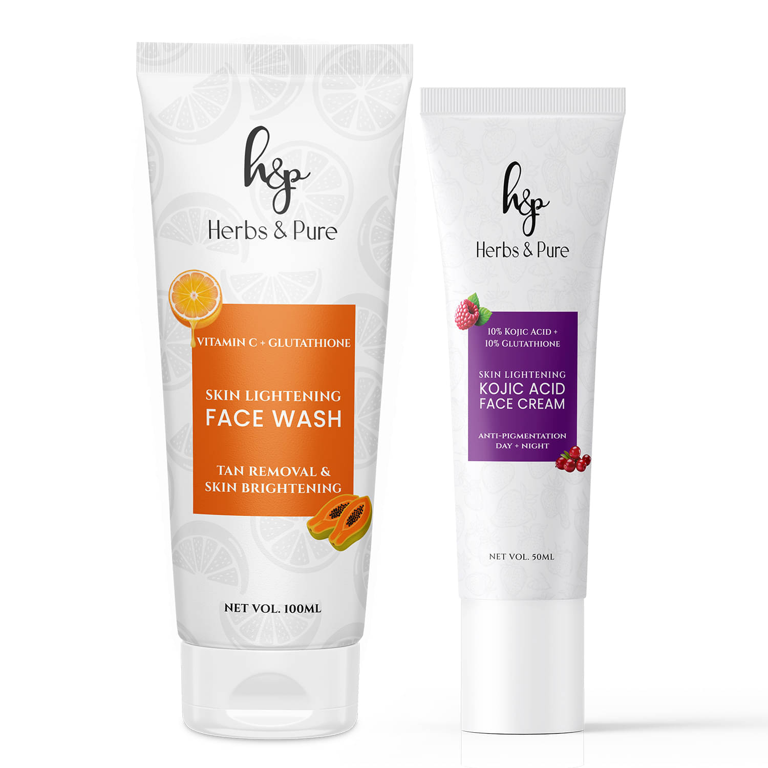     			Herbs and Pure Skin Lightening Vitamin C Face Wash & Kojic Acid Face Cream (Pack of 1 of 2 (150ML)