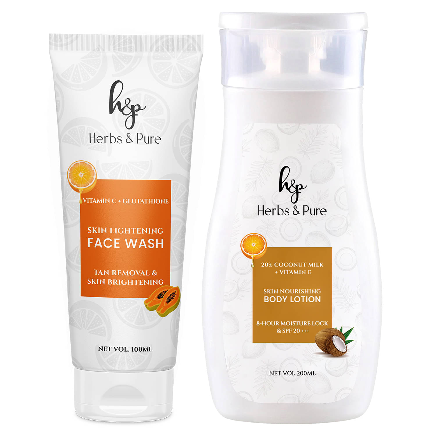 Herbs and Pure Daily Skincare Combo - Vitamin C Face Wash & Skin Nourishing Body Lotion (300ML) Herbs and Pure Daily Skincare Combo - Vitamin C Face Wash & Skin Nourishing Body Lotion (300ML)