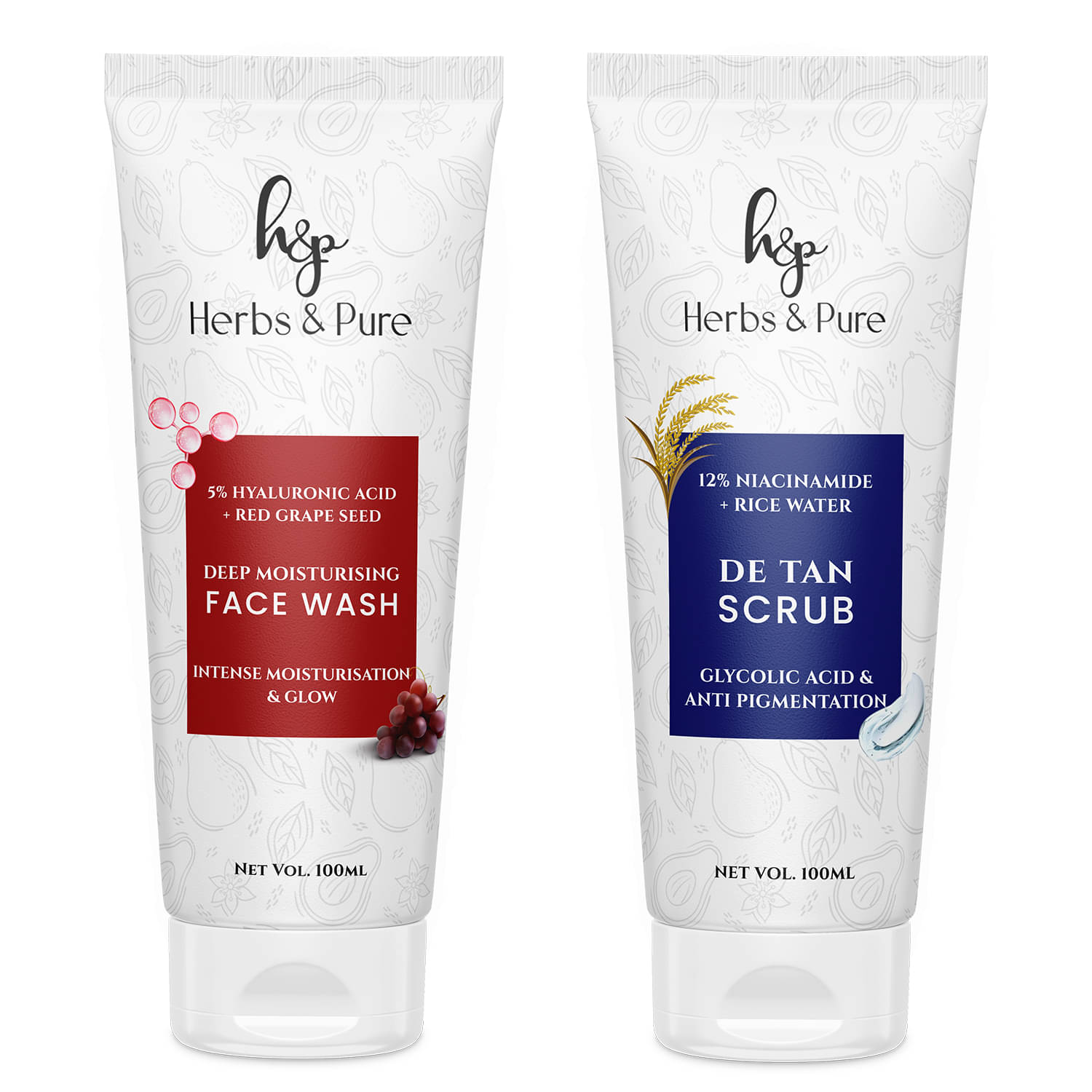     			Herbs and Pure Daily Skincare Combo - Red Grapes Face Wash and De-Tan Scrub (200ml)