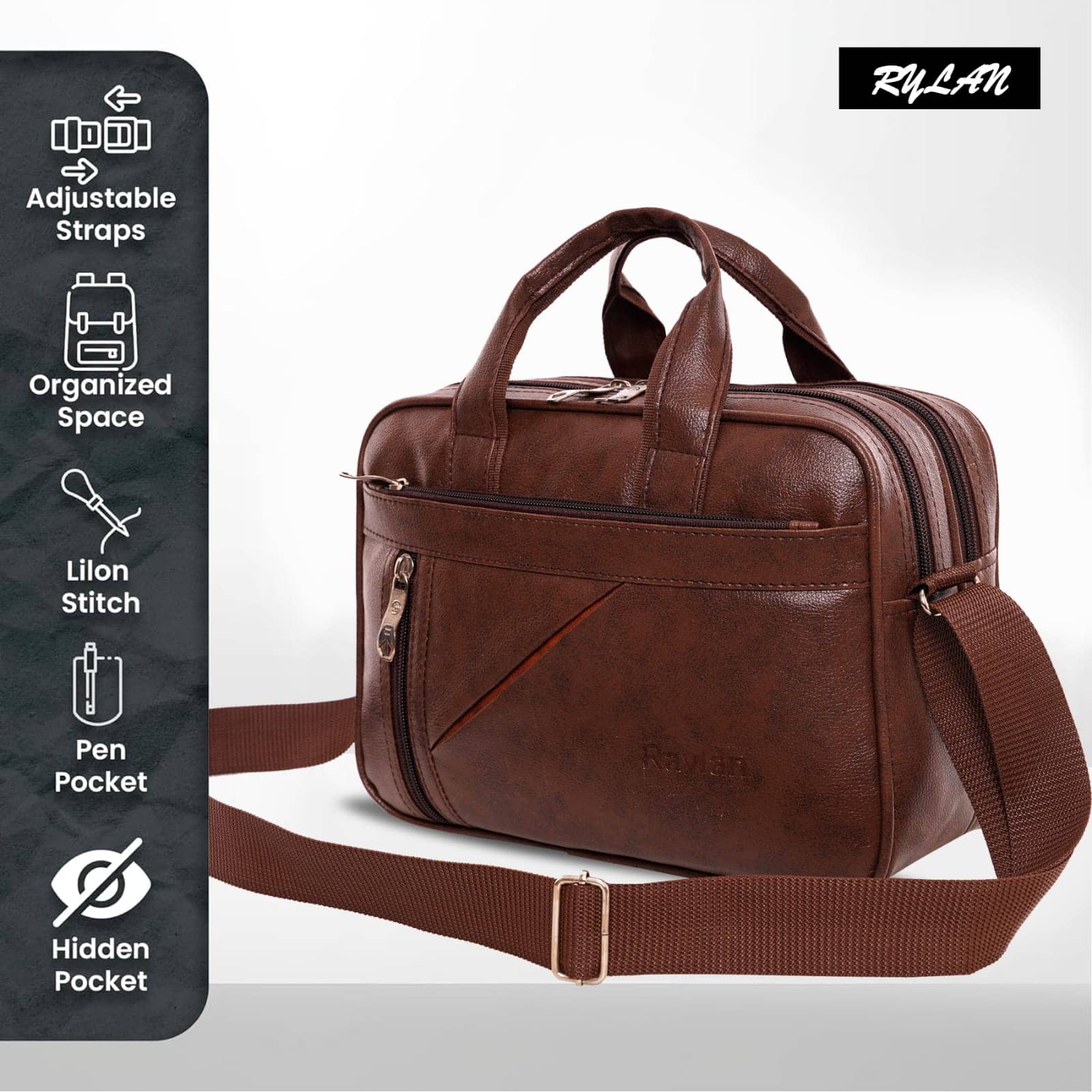 Raylan Brown Solid Messenger Bag - Handbags | Buy online on ZillyBuy