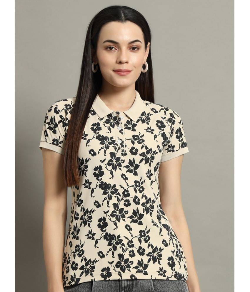 Riss Women Cotton Blend Printed Regular Fit Polo Collar T-Shirt ( Beige )     			Riss Women Cotton Blend Printed Regular Fit Polo Collar T-Shirt ( Beige )