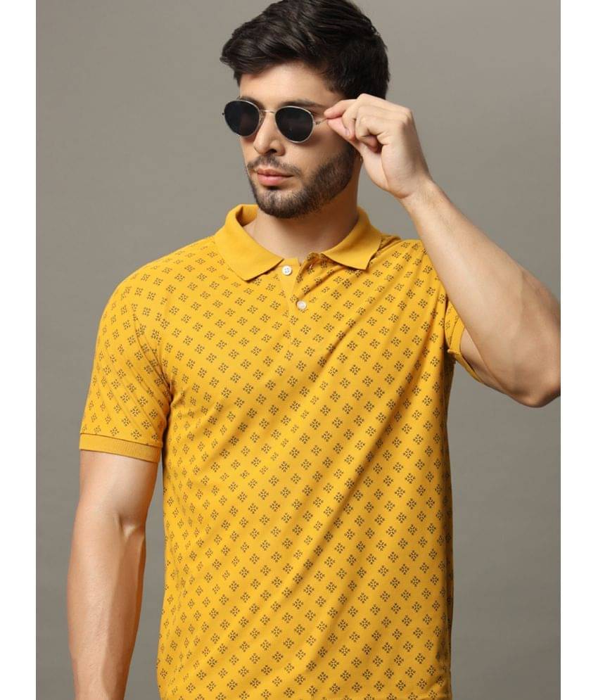     			Riss Pack of 1 Cotton Blend Regular Fit Printed Half Sleeves Men's Polo T Shirt ( Mustard )