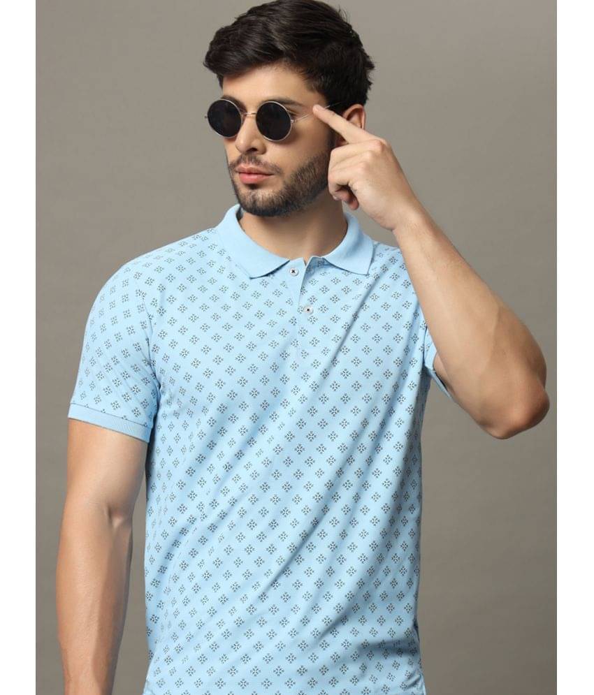 Riss Pack of 1 Cotton Blend Regular Fit Printed Half Sleeves Men's Polo T Shirt ( Aqua ) Riss Pack of 1 Cotton Blend Regular Fit Printed Half Sleeves Men's Polo T Shirt ( Aqua )
