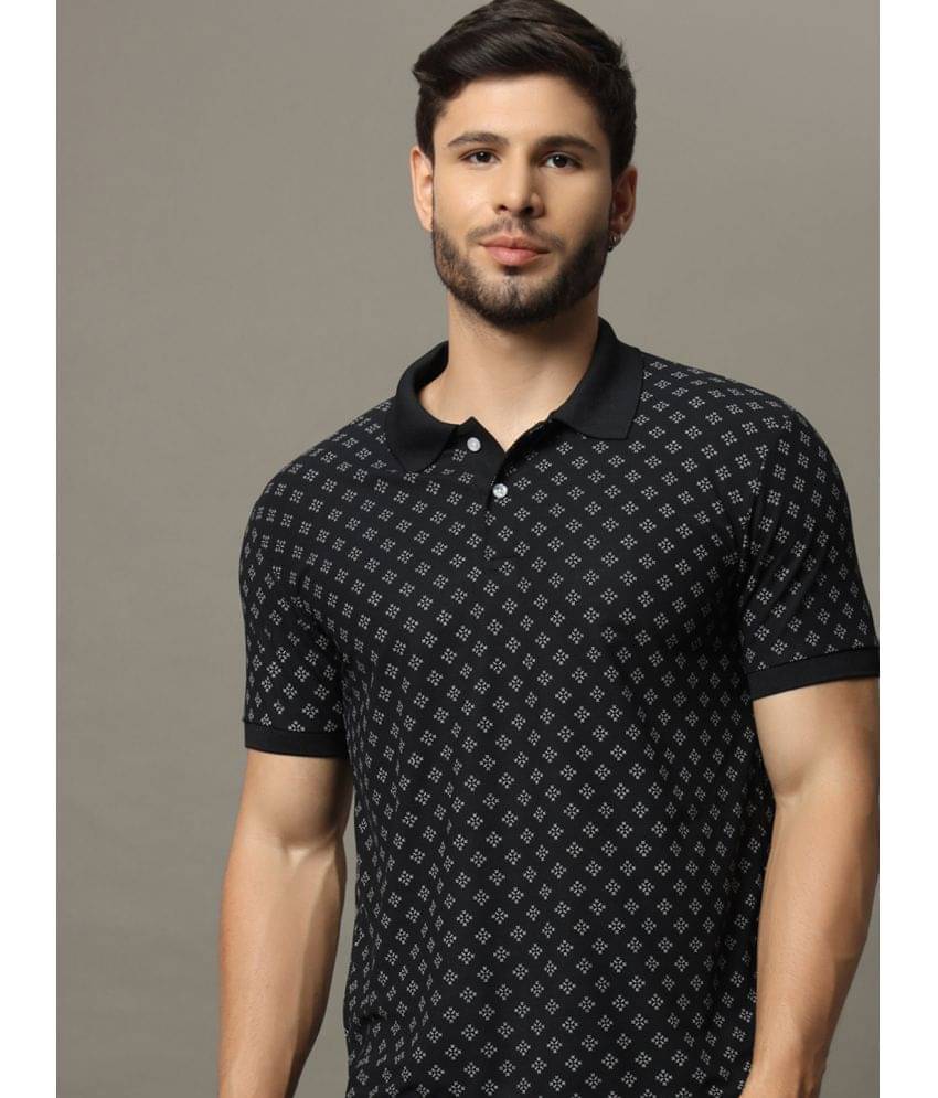     			Riss Pack of 1 Cotton Blend Regular Fit Printed Half Sleeves Men's Polo T Shirt ( Black )