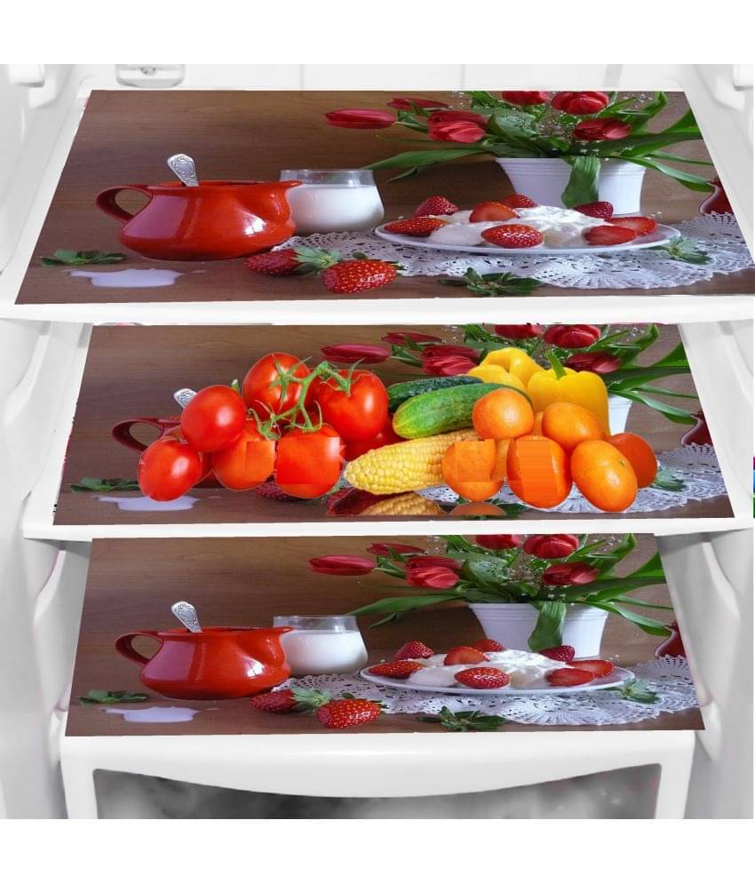 Sanraksshan PVC Floral Fridge Mats ( 40 30 ) Pack of 3 - Multicolor     			Sanraksshan PVC Floral Fridge Mats ( 40 30 ) Pack of 3 - Multicolor