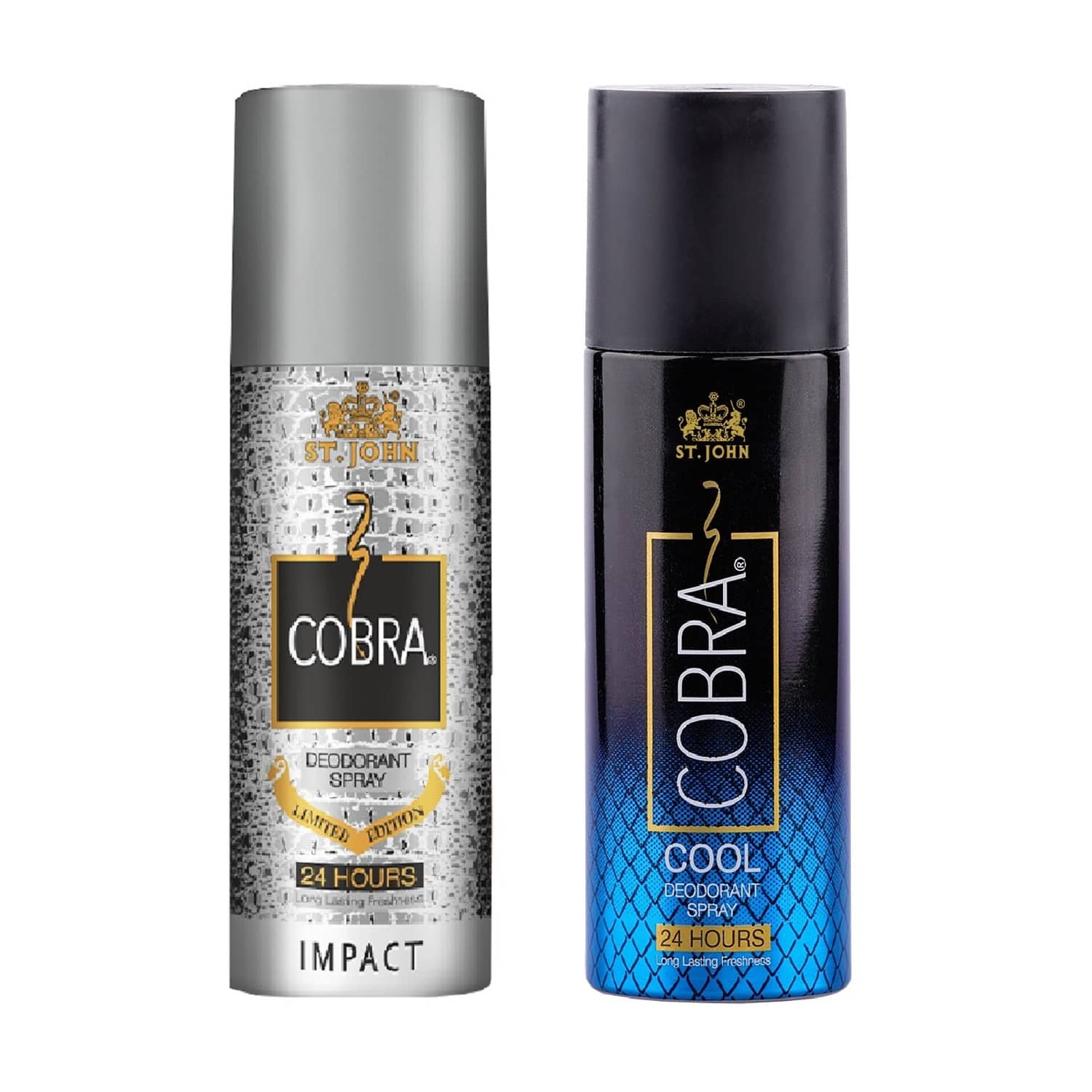 ST.JOHN Cobra Cool & Impact Long lasting Deodorant Spray for Men 150ml- Pack of 2