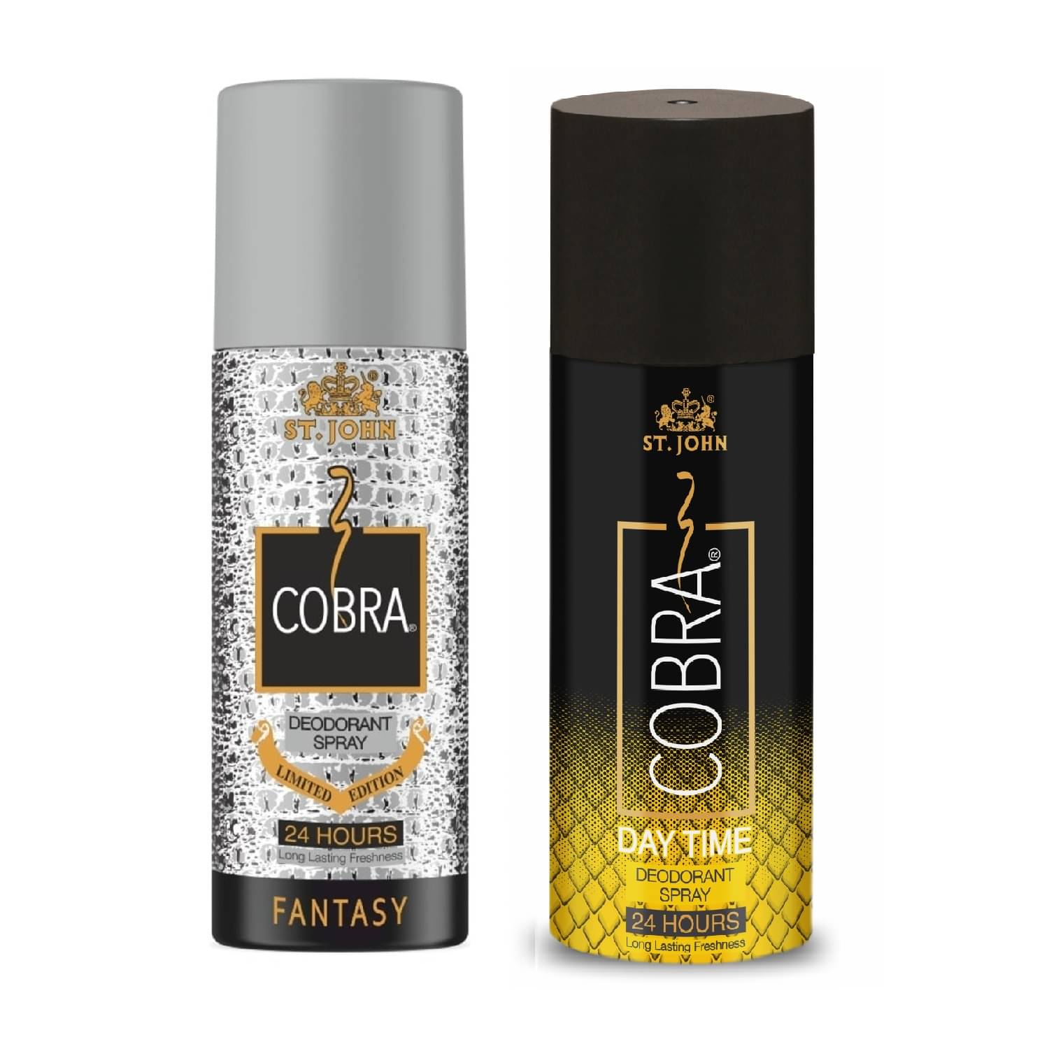     			ST.JOHN Cobra Fantasy & Day Time Long Lasting Deodorant Spray for Men 150ml- Pack of 2