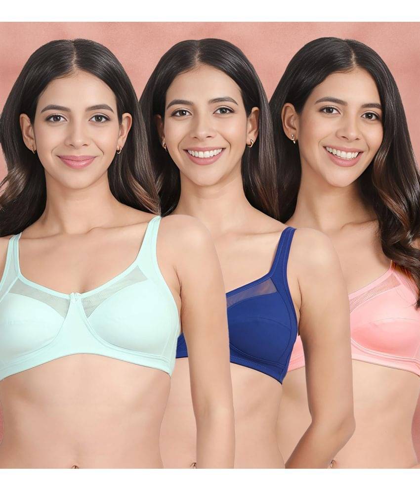Susie Pack of 3 Mesh Non Padded Women's Everyday Bra ( Multicolor ) susi-c3b-1990 Susie Pack of 3 Mesh Non Padded Women's Everyday Bra ( Multicolor ) susi-c3b-1990