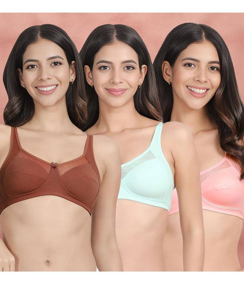 Susie Pack of 3 Mesh Non Padded Women's Everyday Bra ( Multicolor ) susi-c3b-1988 Susie Pack of 3 Mesh Non Padded Women's Everyday Bra ( Multicolor ) susi-c3b-1988