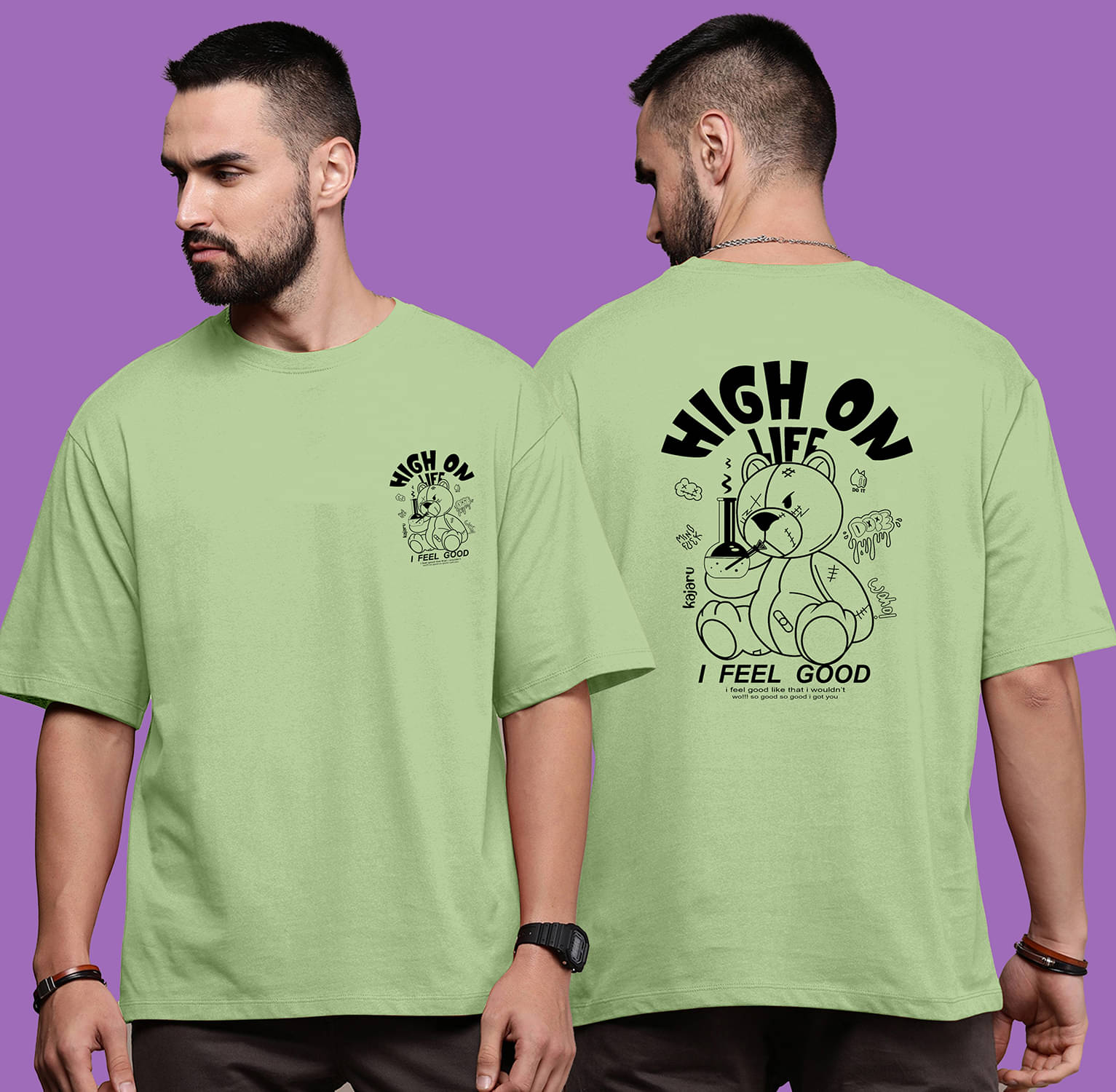 happy khajana Polyester Oversized Fit Solid Half Sleeves Men's T-Shirt - Green ( Pack of 1 ) happy khajana Polyester Oversized Fit Solid Half Sleeves Men's T-Shirt - Green ( Pack of 1 )